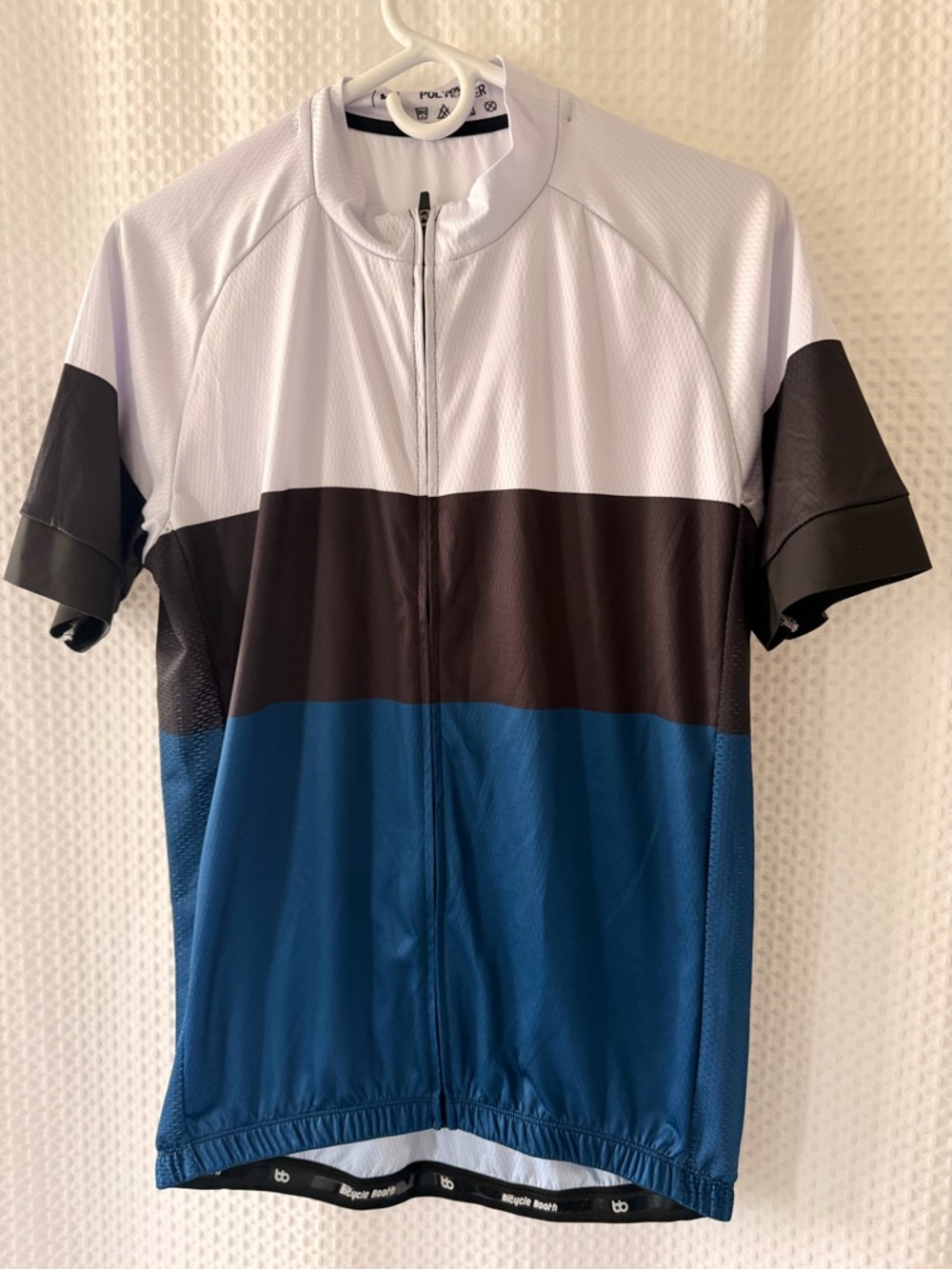 Colorblock Cycling Jersey — White, Black, Blue
